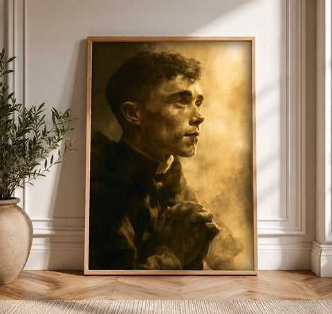 Christian Wall Art, Praying Saint Portrait, Sacred Gift, Framed Unframed or Digital