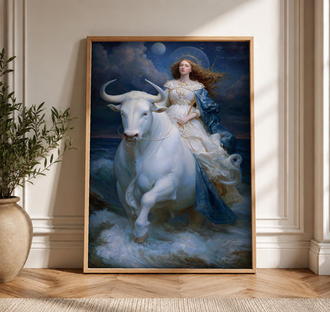 Greek Mythology Art, Europa and the Bull, Framed Unframed or Digital
