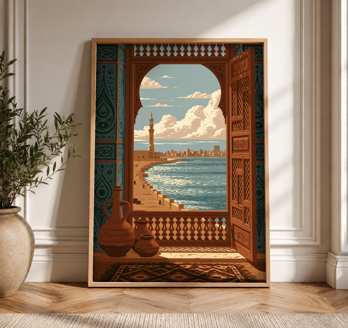 Ottoman Wall Art, Alexandria Egypt Citadel Print, Islamic Decor, Framed Unframed or Digital
