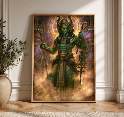 Ancient Egypt Art, Osiris God Underworld Mythology, Framed Unframed or Digital