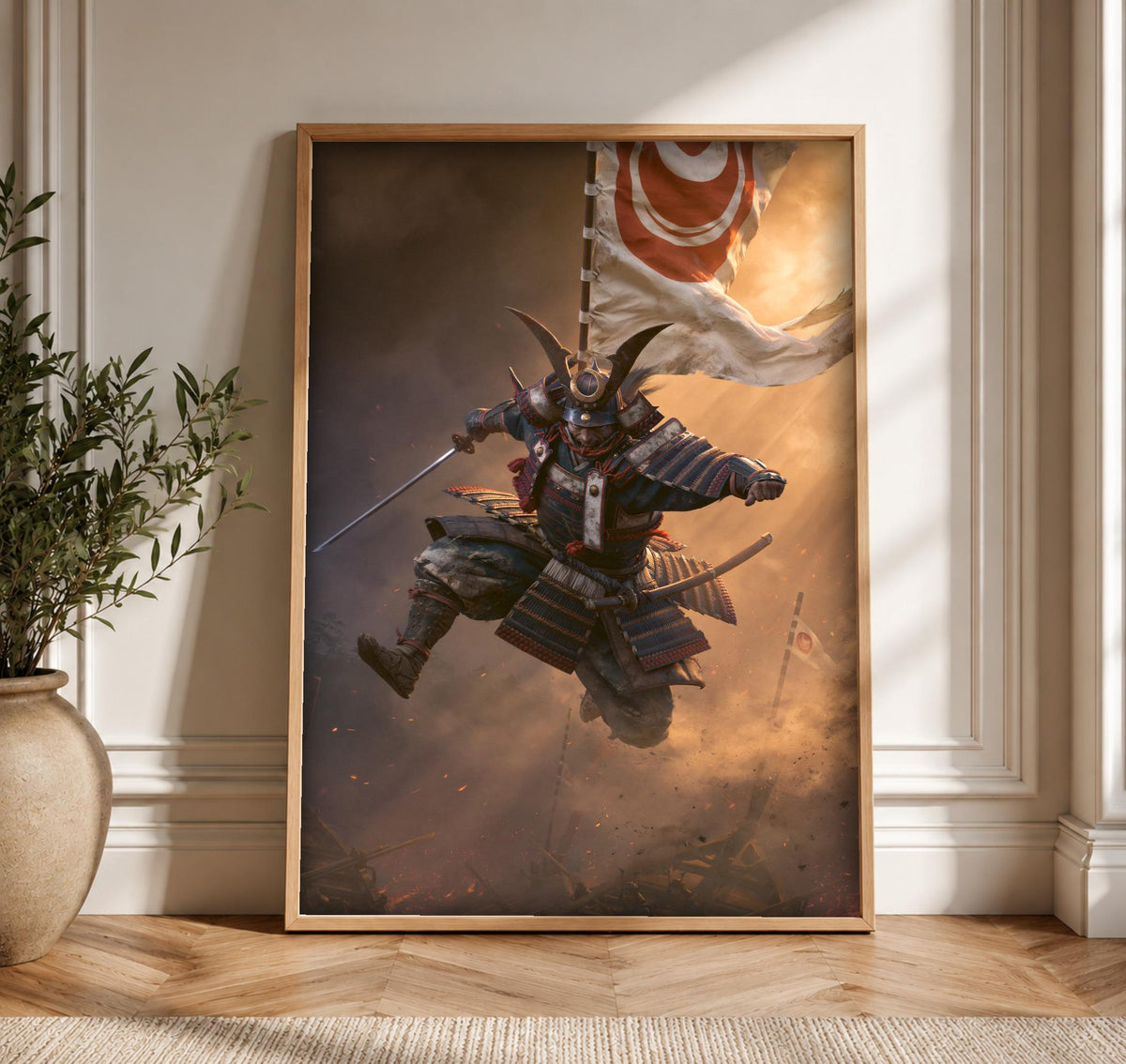 Samurai Wall Art, Japanese Warrior Print, Medieval Battle, Framed Unframed or Digital