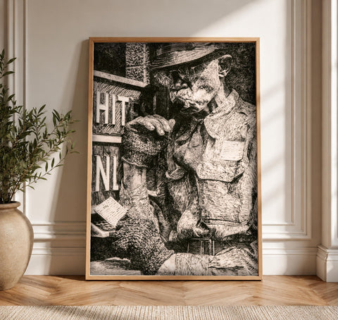 Vintage Military Art, Civil War Soldier Engraving Print, Framed Unframed or Digital