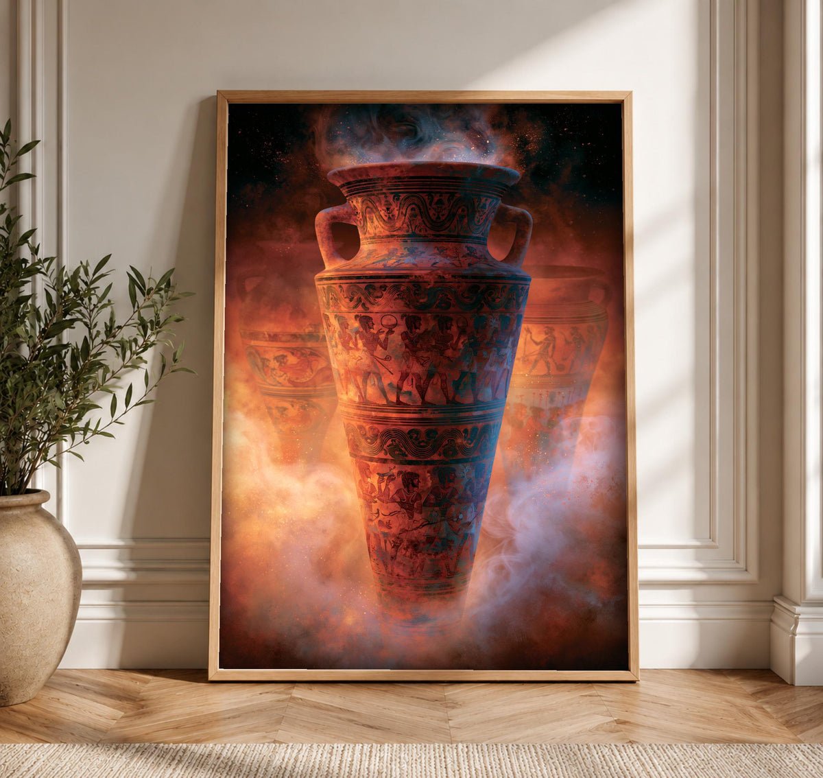 Ancient Greek Art, Black-Figure Amphora Vessel, Mythology Print, Framed Unframed or Digital
