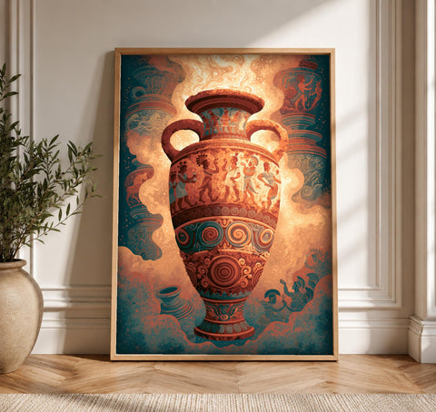 Ancient Greek Art, Athenian Amphora Mythology Print, Framed Unframed or Digital