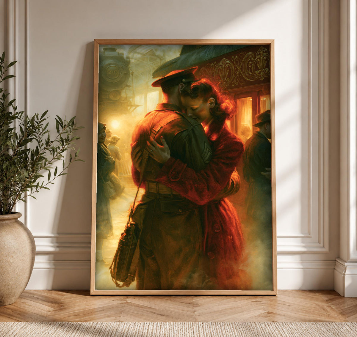 WWII Poster, Wartime Farewell Art, Soldier Departure Print, Framed Unframed or Digital