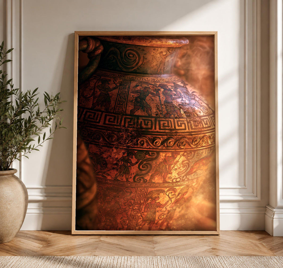 Ancient Greek Art, Heroic Amphora Vase, Mythology Poster, Framed Unframed or Digital