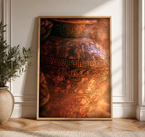 Ancient Greek Art, Heroic Amphora Vase, Mythology Poster, Framed Unframed or Digital