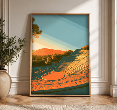Ancient Greece Wall Art, Epidaurus Theatre Print, Ruins Decor, Framed Unframed or Digital