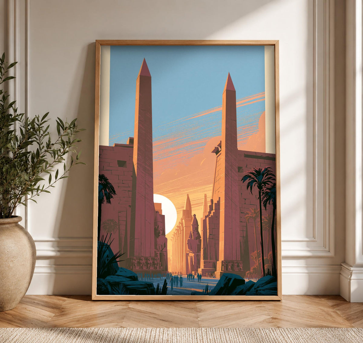 Ancient Egypt Art, Luxor Temple Obelisk Poster, Framed Unframed or Digital
