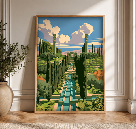 Ancient Rome Art, Hadrian's Villa Garden, Italy Wall Print, Framed Unframed or Digital