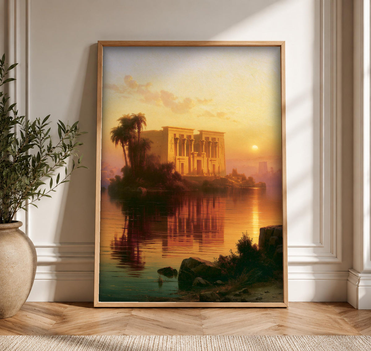 Ancient Egypt Art, Isis Temple Philae, Nile Sunset Print, Framed Unframed or Digital