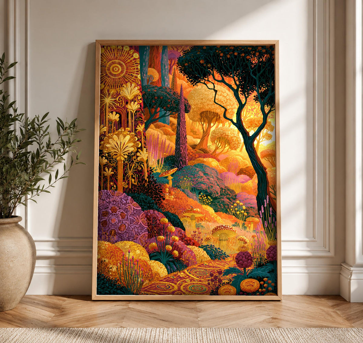 Enchanted Forest Art, Magical Garden Print, Framed Unframed or Digital