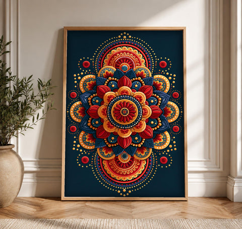 Indian Art, Mughal Mandala Print, Cultural Decor, Framed Unframed or Digital