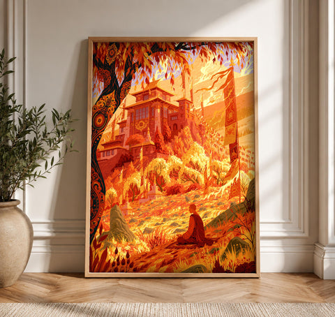 Buddhist Monastery Wall Art, Himalayan Monk Print, Framed Unframed or Digital