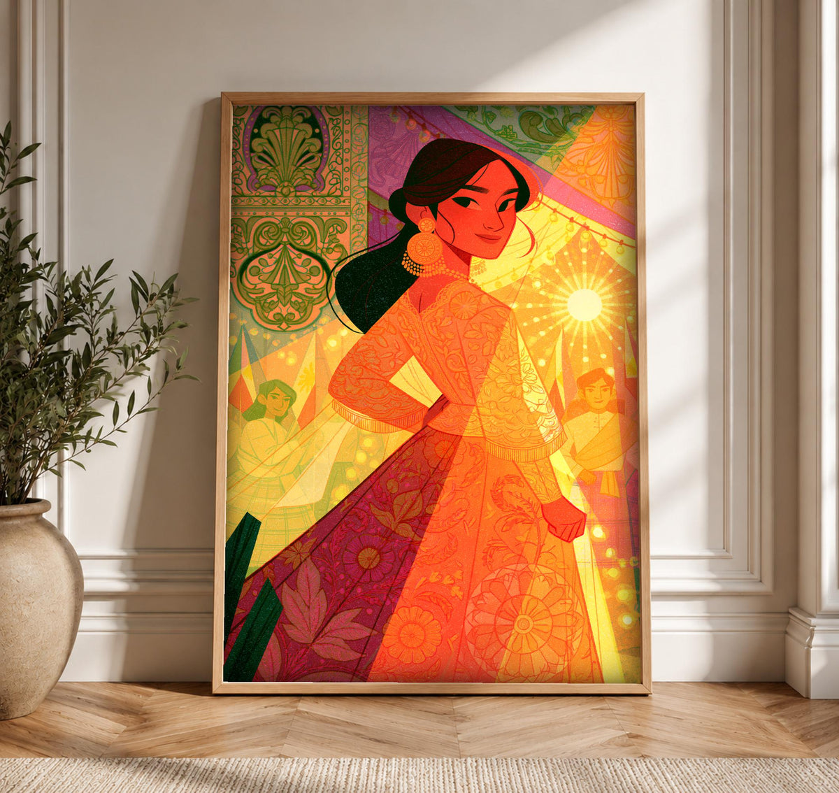 Indian Art, Mughal Court Lady Print, Cultural Decor, Framed Unframed or Digital