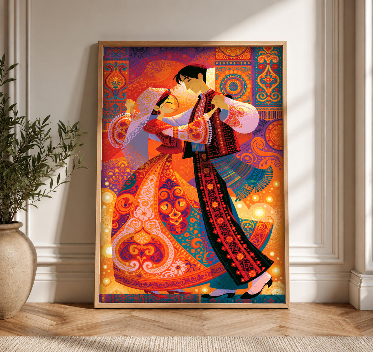 Ottoman Wall Art, Silk Road Dance Print, Cultural Decor, Framed Unframed or Digital