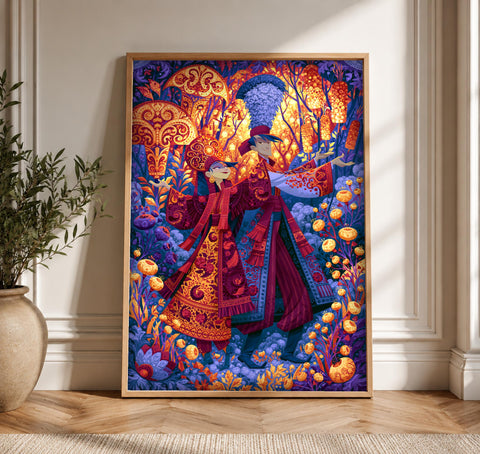 Vibrant Wall Art, Silk Road Imperial Court, Cultural Decor, Framed Unframed or Digital