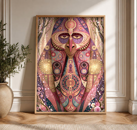 Indian Art Sacred Mandala, Spiritual Folk Decor, Framed Unframed or Digital