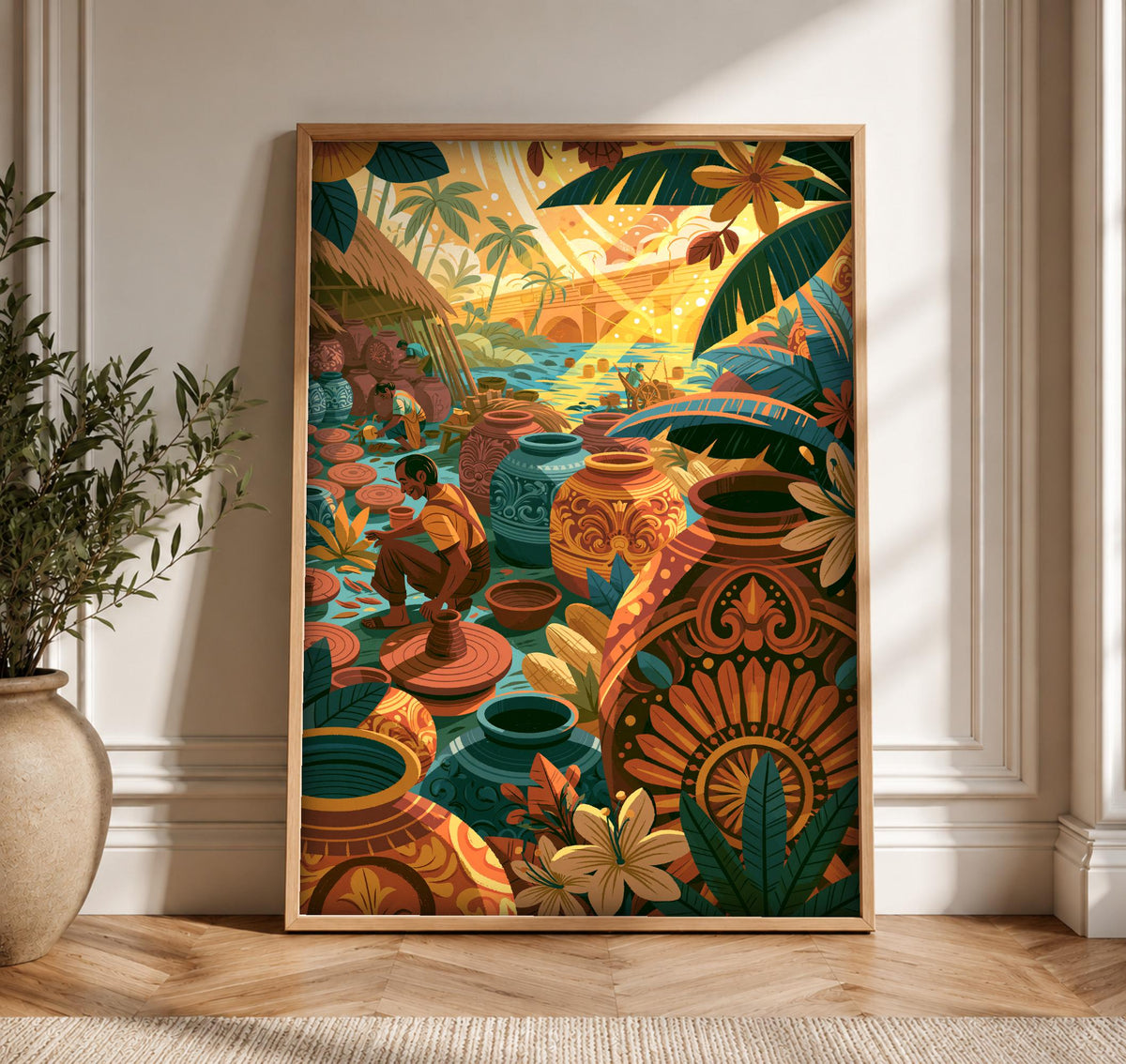 Folk Art, Ancient Khmer Pottery Print, Southeast Asian Craft, Framed Unframed or Digital