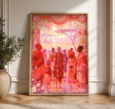 African Wall Art, Maasai People, Savanna Heritage, Cultural Decor, Framed Unframed or Digital