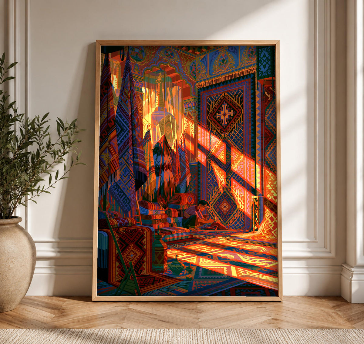 Ottoman Bazaar Art, Silk Road Carpet Print, Cultural Decor, Framed Unframed or Digital