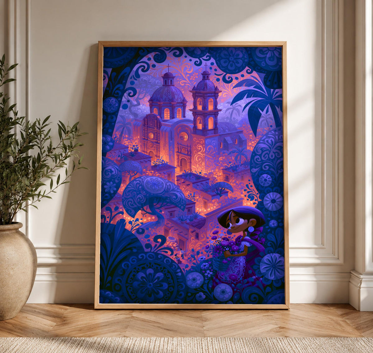 Mexican Folk Art, Colonial Cathedral, Catholic Gift, Framed Unframed or Digital