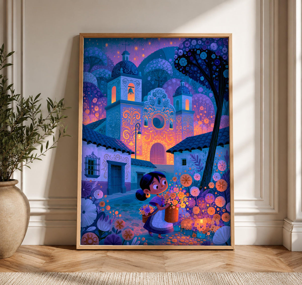 Mexican Folk Art, Colonial Church Poster, Catholic Gift, Framed Unframed or Digital