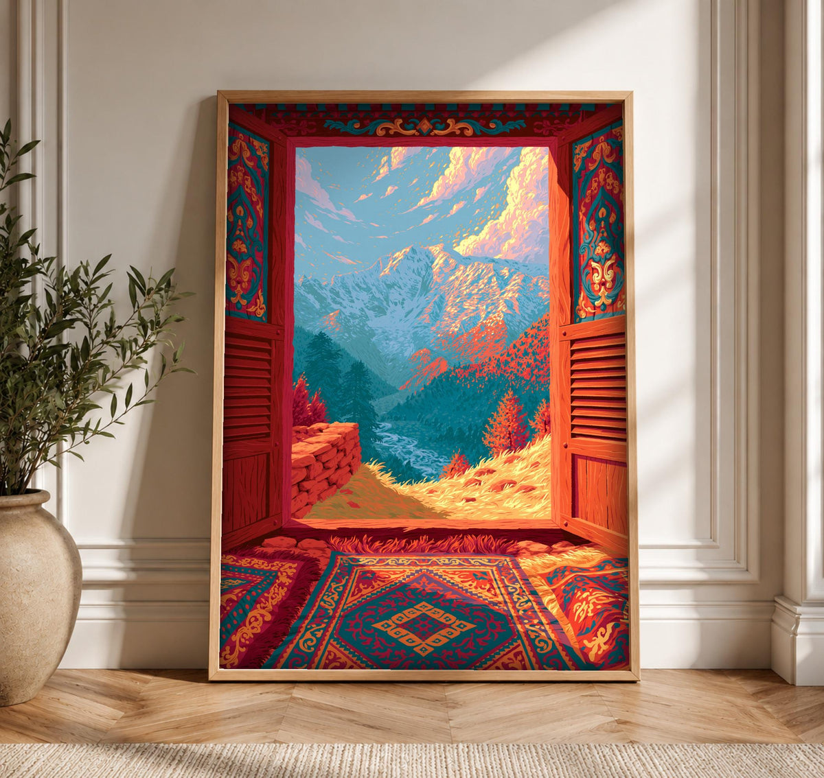Silk Road Wall Art, Himalayan Mountain Print, Cultural Decor, Framed Unframed or Digital