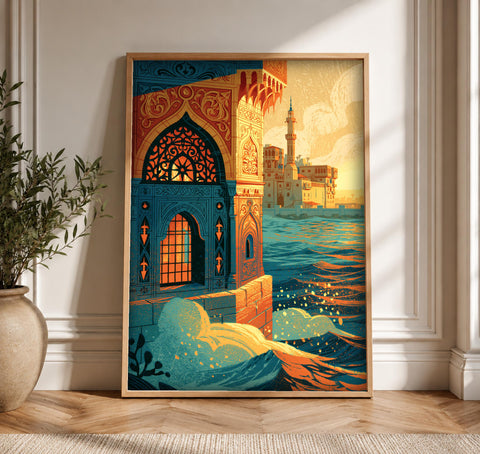 Ottoman Wall Art, Moorish Palace Print, Islamic Decor, Framed Unframed or Digital