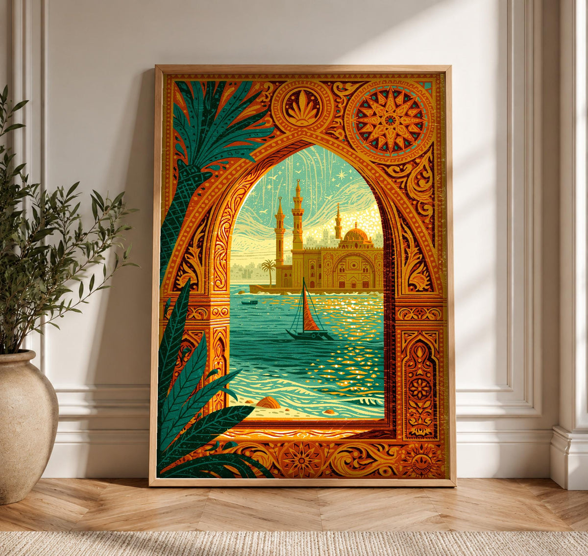 Islam Wall Painting, Alexandria Mosque Ottoman Art, Framed Unframed or Digital