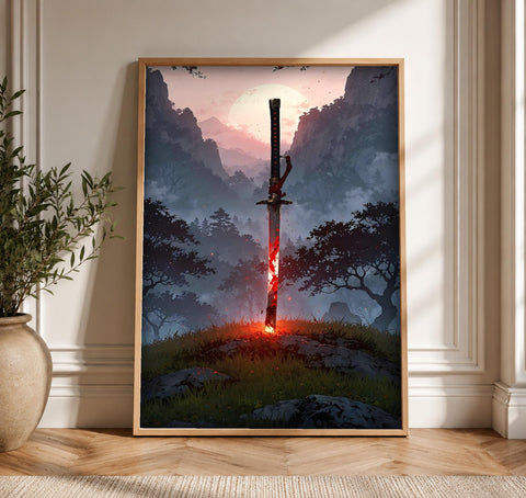 Dark Fantasy Sword Art, Legendary Blade Print, Framed Unframed or Digital