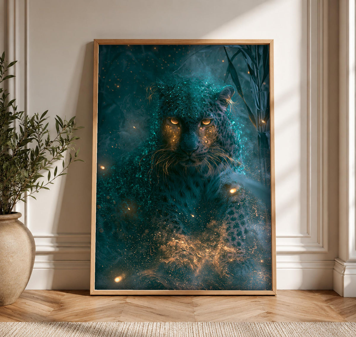 Mystical Panther Art, Enchanted Forest Fantasy Print, Framed Unframed or Digital