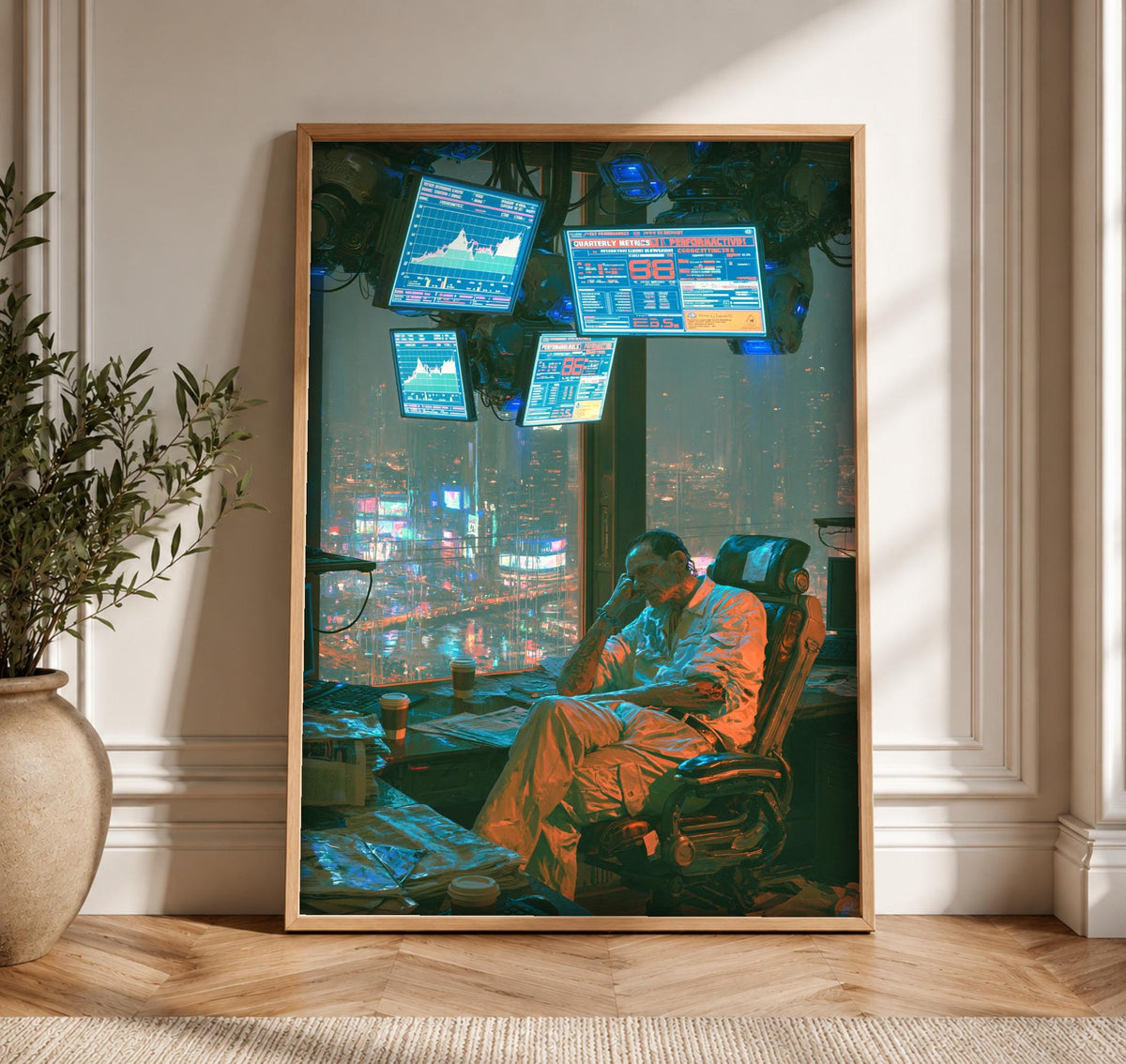 Tokyo Poster, Cyberpunk City Wall Art, Neon Skyline Man Cave Print, Framed Unframed or Digital