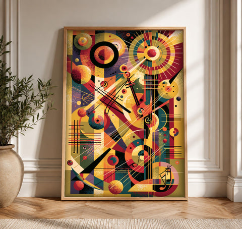 Abstract Wall Art, Baroque Violin Composition, Vibrant Instrument Decor, Framed Unframed or Digital
