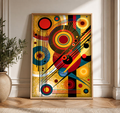 Abstract Wall Art, Bauhaus Geometric Composition, Man Cave, Framed Unframed or Digital