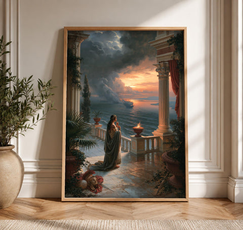 Ancient Rome Art, Dido Carthage Burning Fleet, Ship Painting, Framed Unframed or Digital