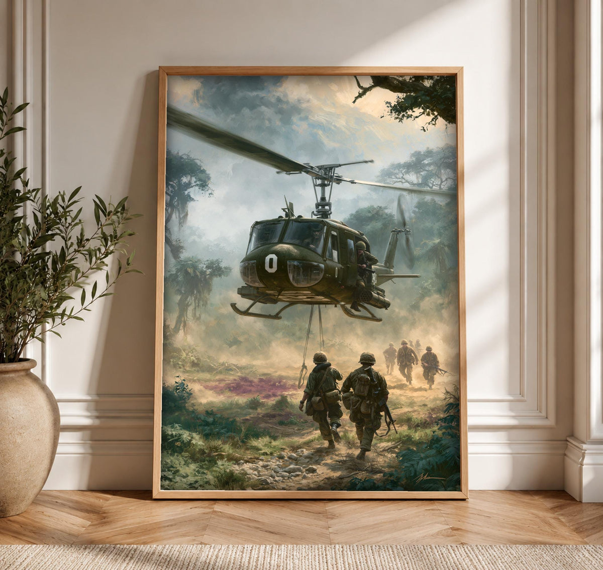 Vietnam War Wall Art, UH-1 Huey Helicopter Print, Framed Unframed or Digital
