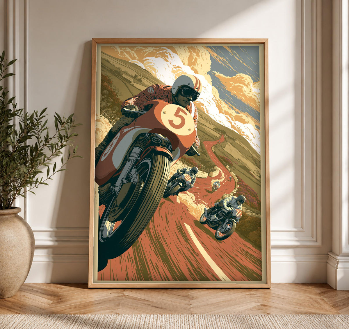 Vintage Moto Racing Wall Art, Classic Road Race Print, Framed Unframed or Digital