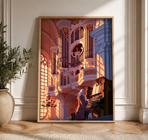 Christian Wall Art, Johann Sebastian Bach Organ Print, Framed Unframed or Digital