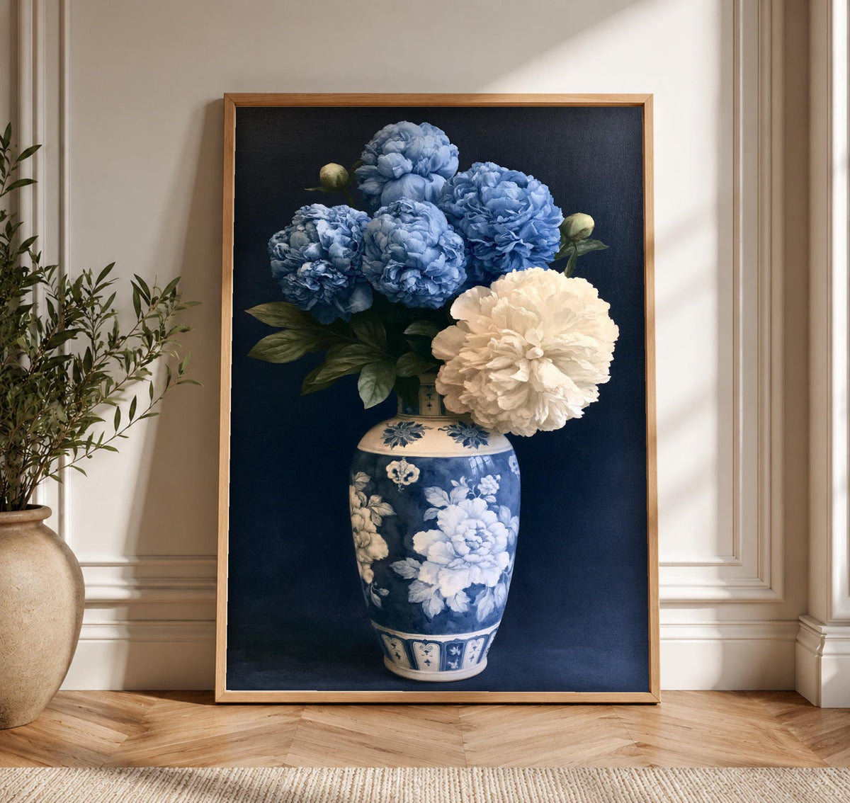 China Porcelain Art, Imperial Peony Botanical Print, Framed Unframed or Digital