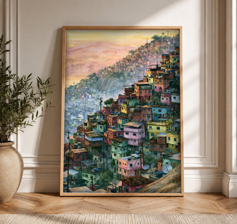 Favela Wall Art, Rio de Janeiro Hillside Print, Framed Unframed or Digital