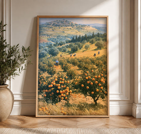 Jerusalem Art, Holy Land Harvest Landscape, Historical Painting, Framed Unframed or Digital