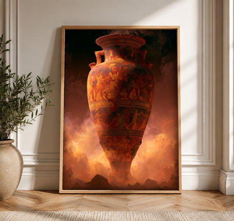 Ancient Greek Art, Mythology Vessel Print, Classical Amphora, Framed Unframed or Digital