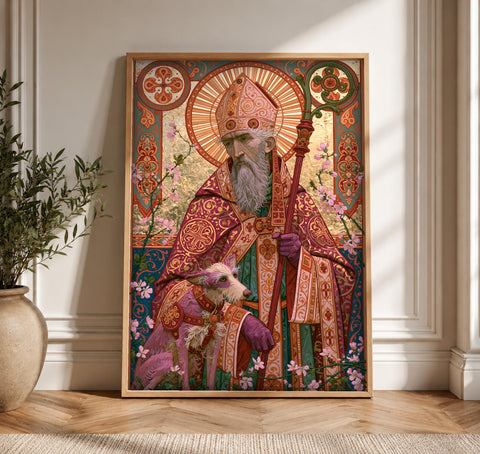 Christian Wall Art, Orthodox Bishop Saint Icon Print, Framed Unframed or Digital