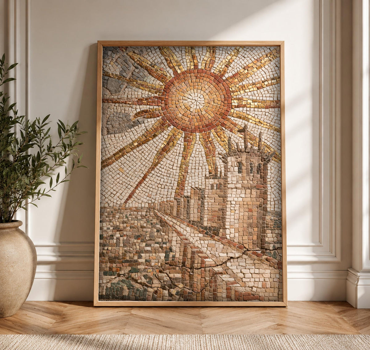 Byzantine Mosaic Art, Ancient Sun City Print, Framed Unframed or Digital