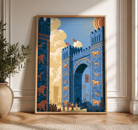 Babylon Wall Art, Ishtar Gate Ancient Mesopotamia Print, Framed Unframed or Digital
