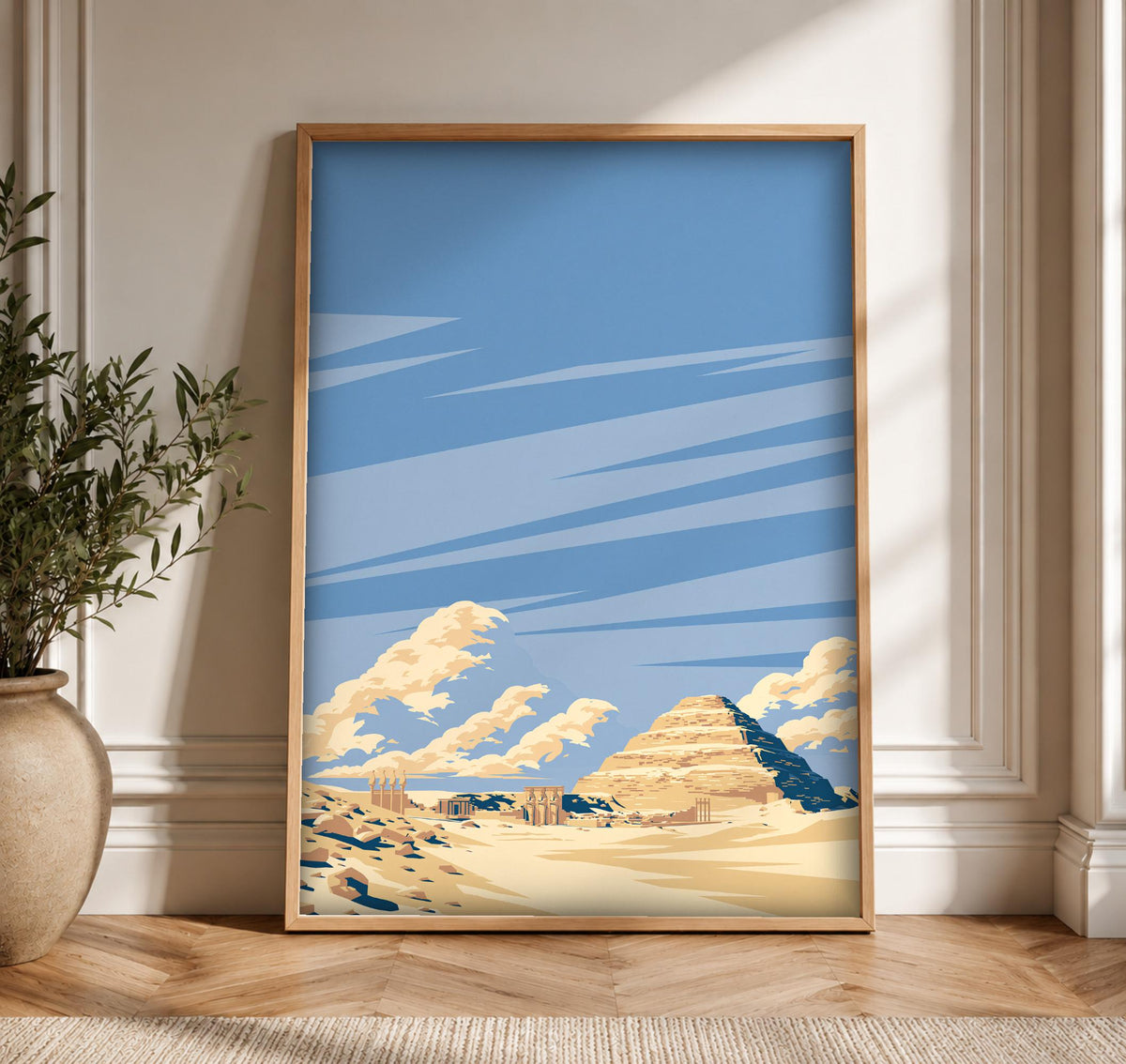 Ancient Egypt Art, Step Pyramid of Djoser Print, Framed Unframed or Digital