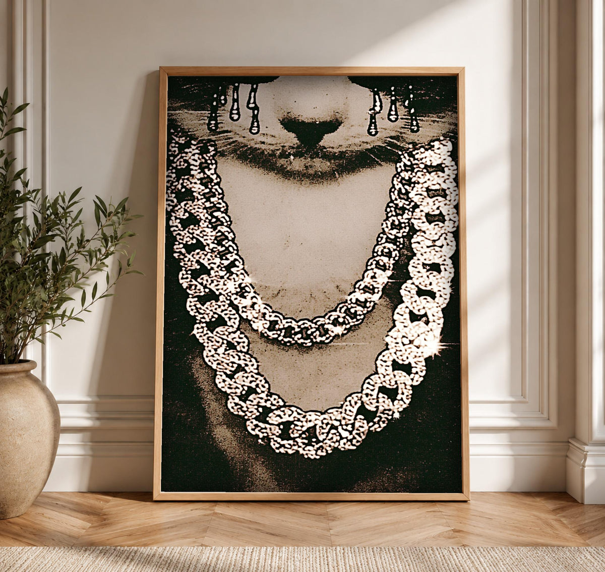 Hypebeast Decor, Street Style Chain Portrait, Masculine Wall Art, Framed Unframed or Digital