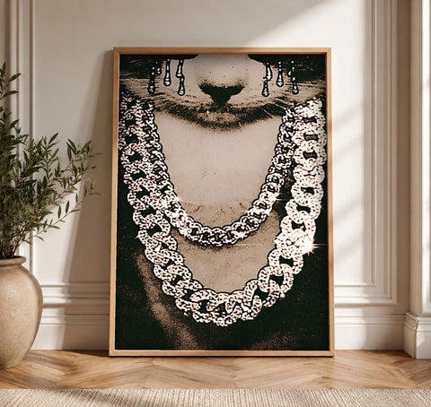 Hypebeast Decor, Street Style Chain Portrait, Masculine Wall Art, Framed Unframed or Digital