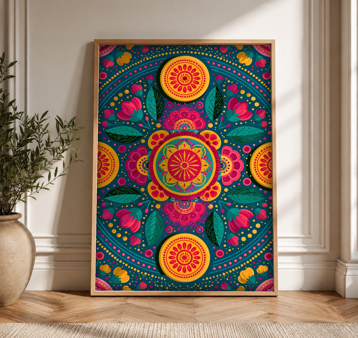 Indian Art, Mughal Mandala Medallion, Cultural Decor, Framed Unframed or Digital